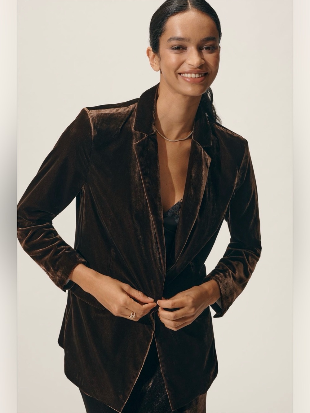Anthropologie Maeve the Tessie Blazer Velvet edition in brown